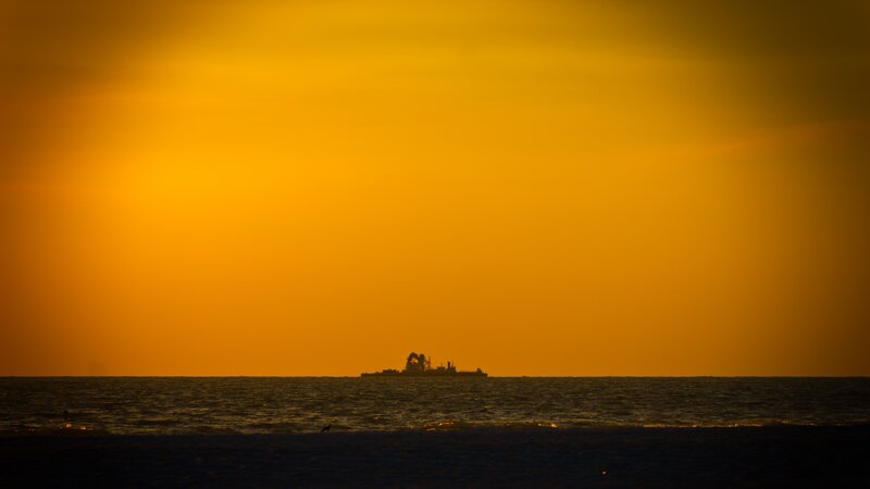 Ship Silhouette at Sea