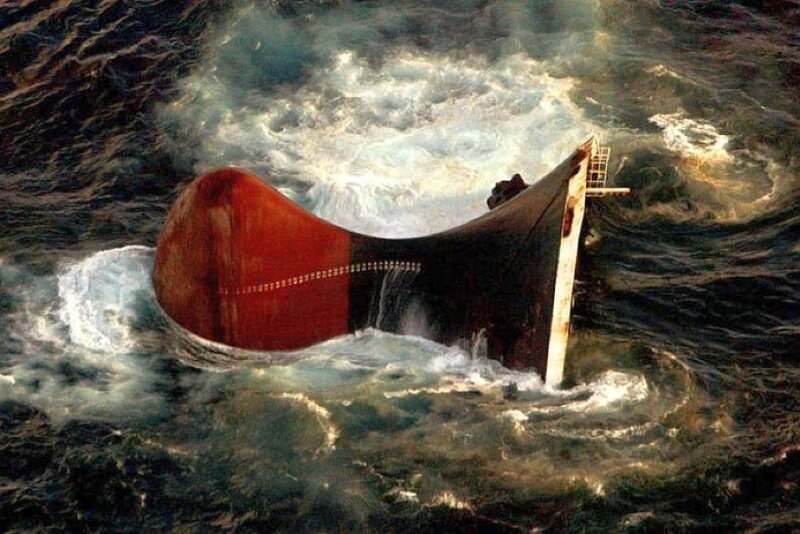 Ship Sinking in Storm