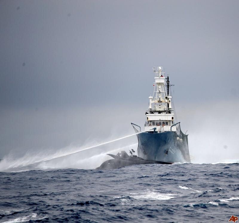 Ship Spraying Water
