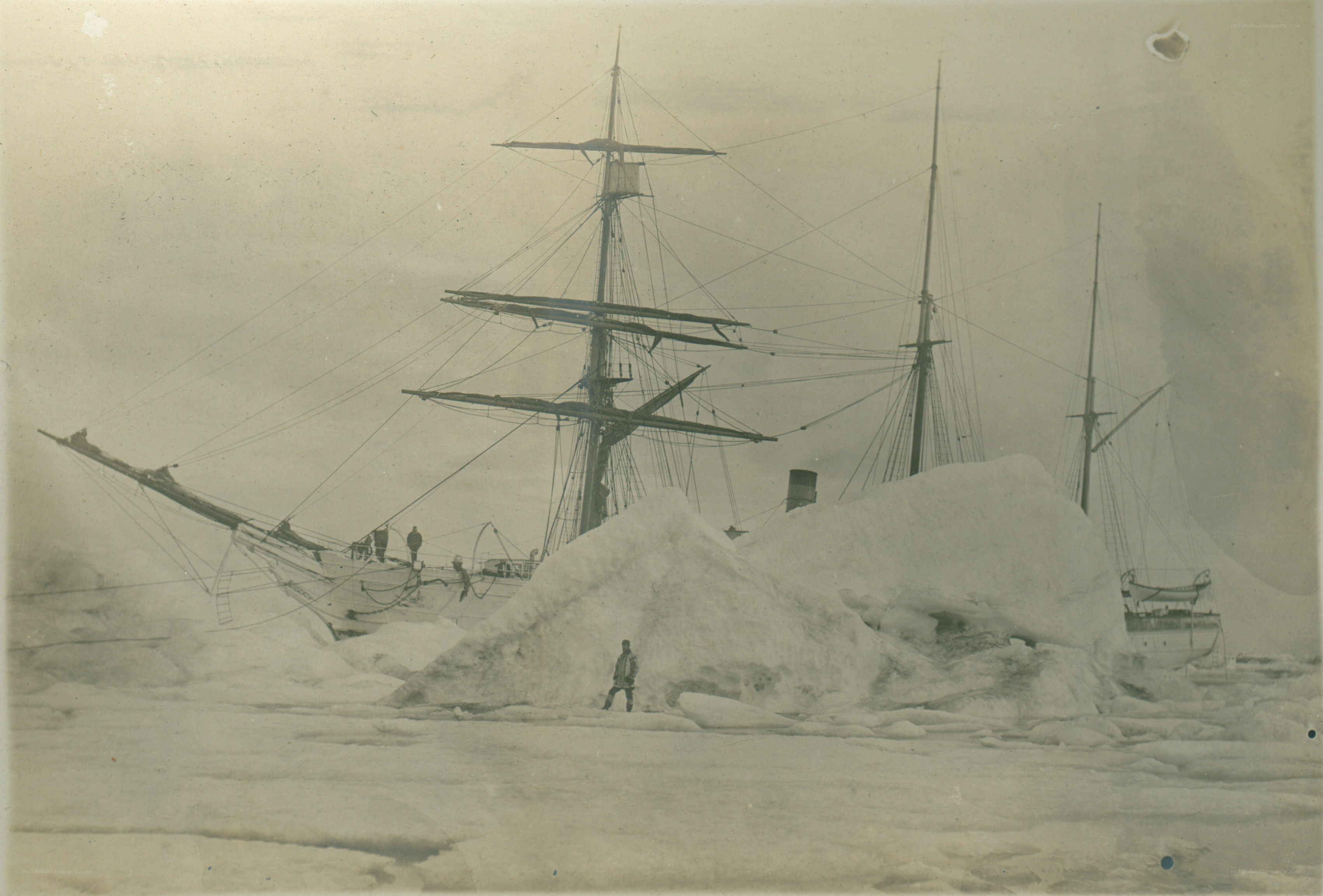 Ship trapped in ice