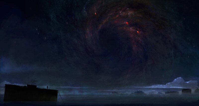 ship under cosmic vortex