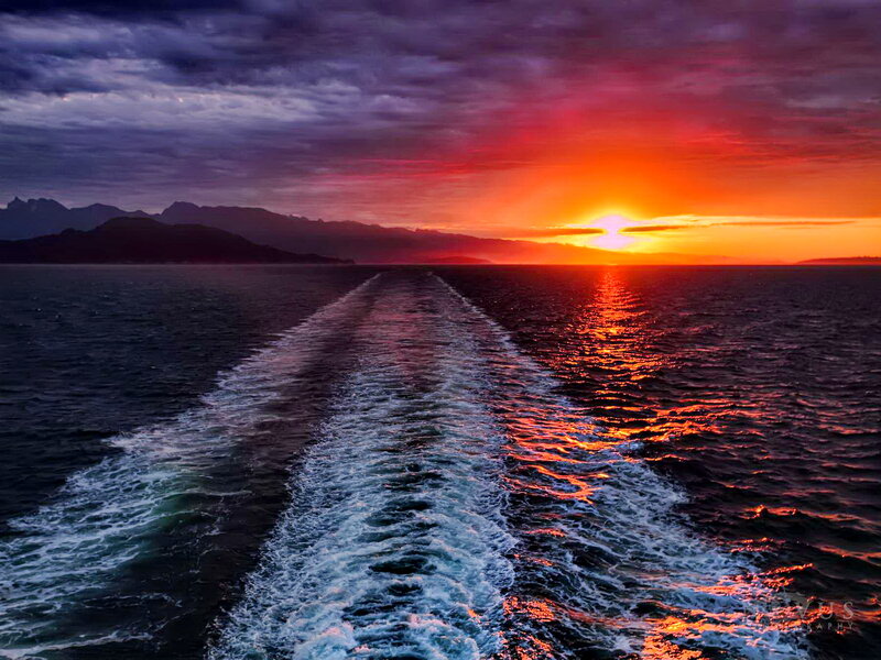 Ship Wake at Sunset