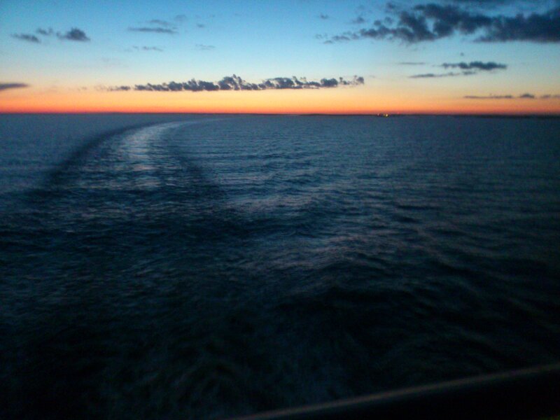 Ship Wake on Ocean — Blue, Serene