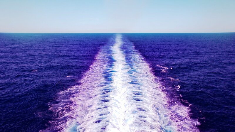 ship wake on open ocean