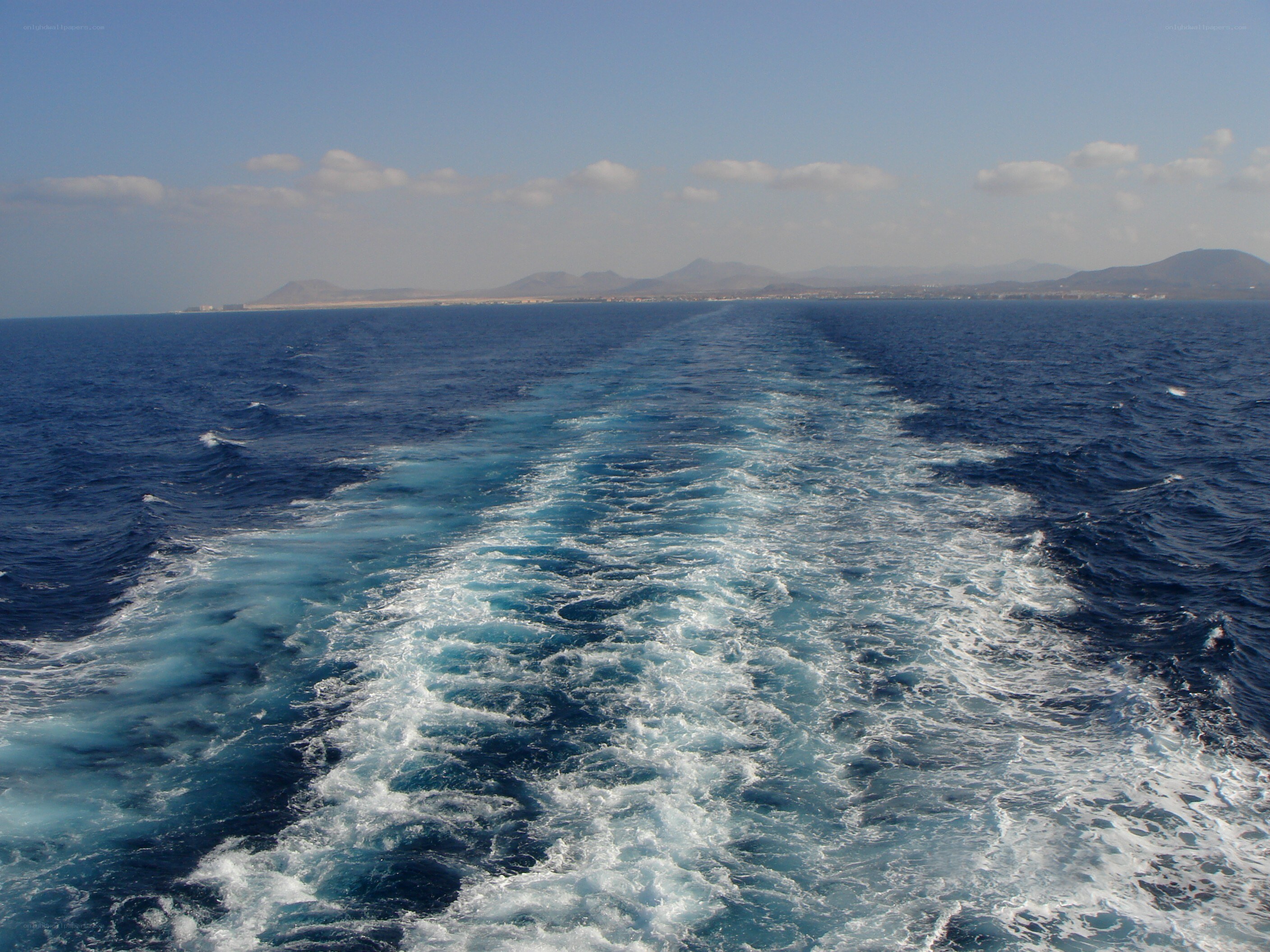 ship wake on open sea