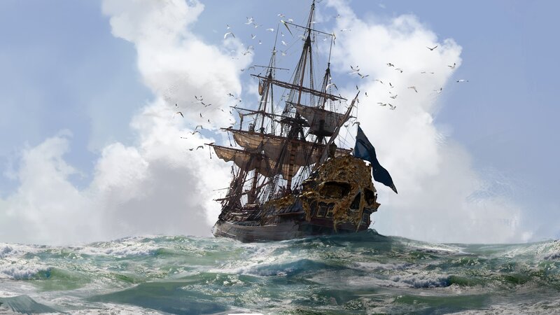 Ship with Skull Figurehead
