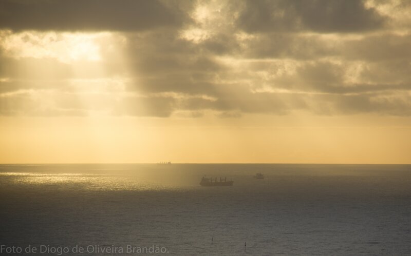 Ships at Sea During Sunset — Yellow