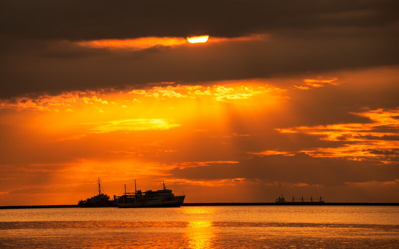 Ships at Sunset — Orange