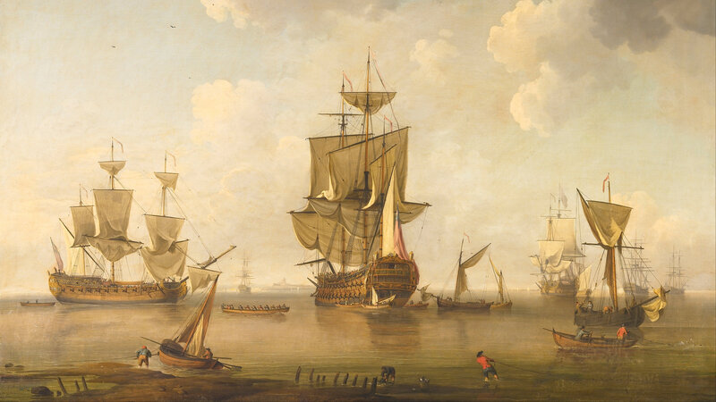 Ships in a Harbor — Brown, Calm