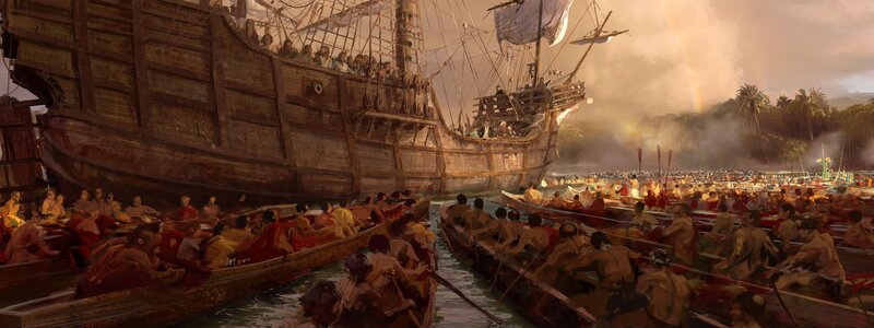 Ships in a Harbor — Brown, Dramatic
