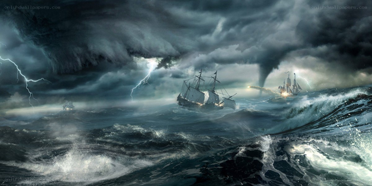 ships in a storm