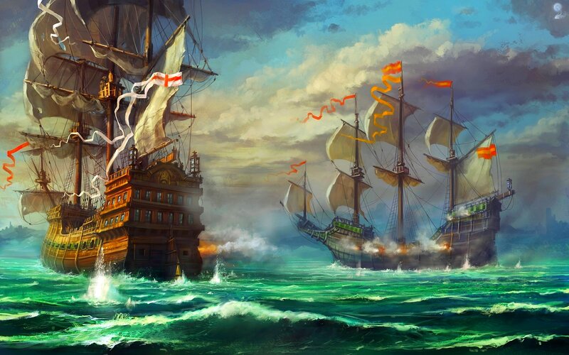 Ships in Battle — Green