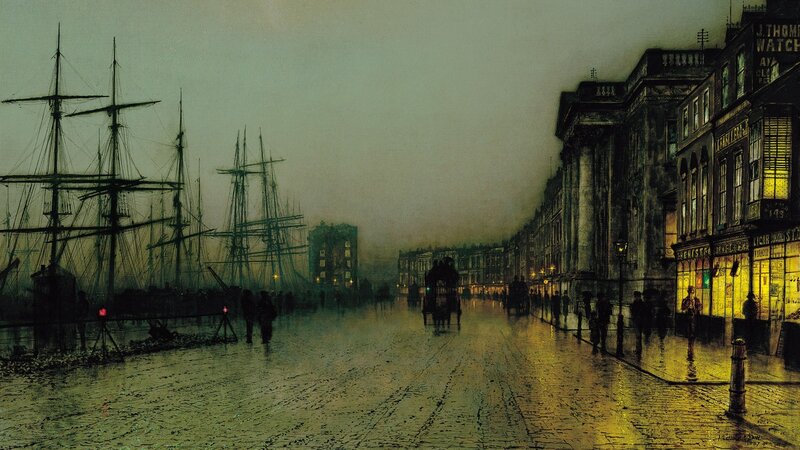 Ships in Harbor at Night — Yellow