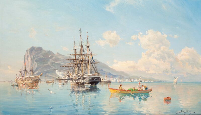 Ships in Harbor — Blue