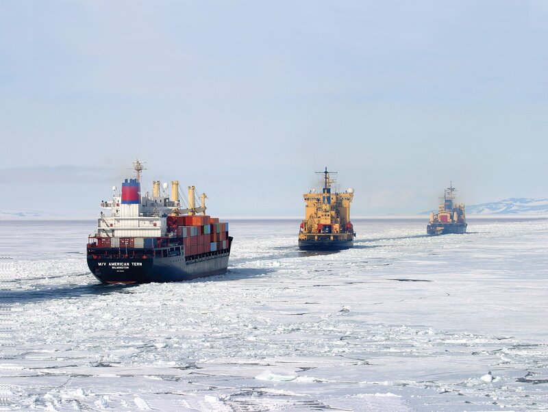 Ships in Icy Water