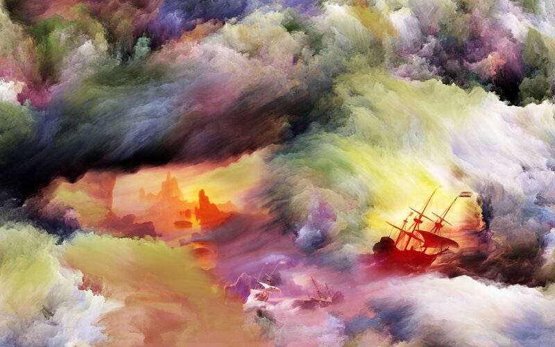 Ships in Stormy Clouds