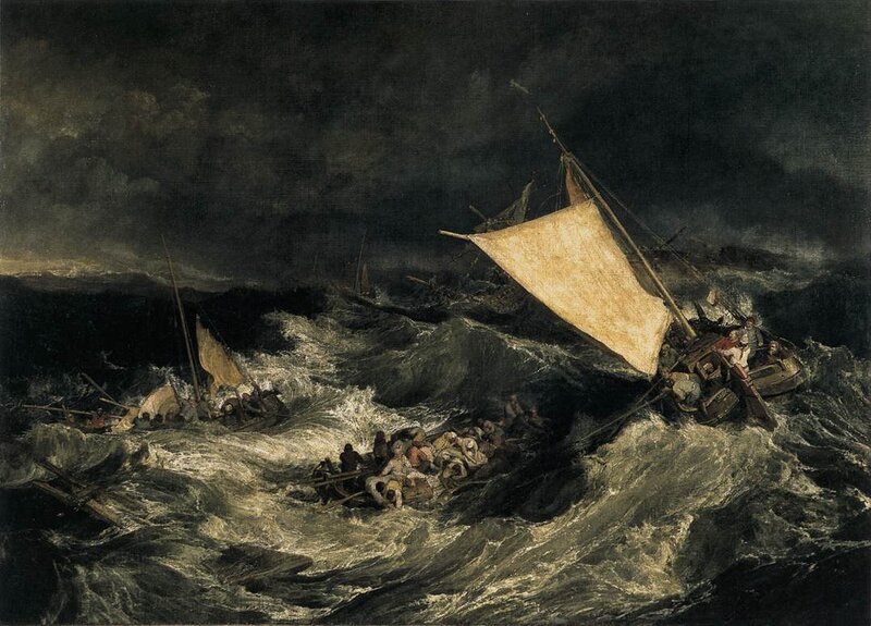 Ships in Stormy Sea — Black