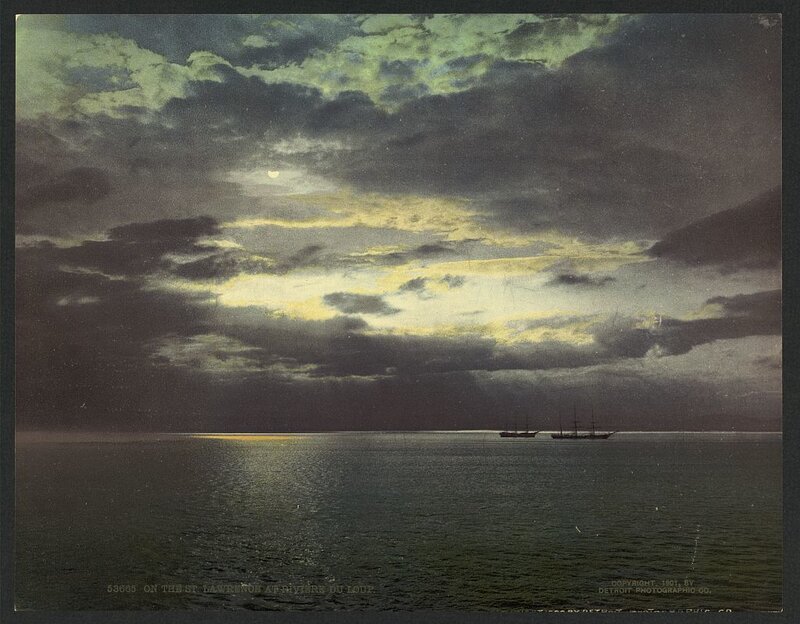 Ships on a River at Night