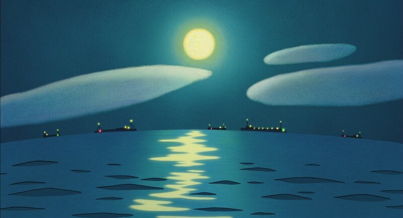 Ships on Ocean at Night
