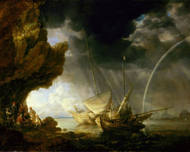 Ships on Rocky Shore