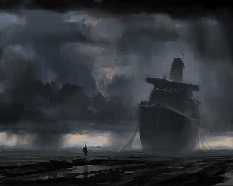 Shipwreck at dusk