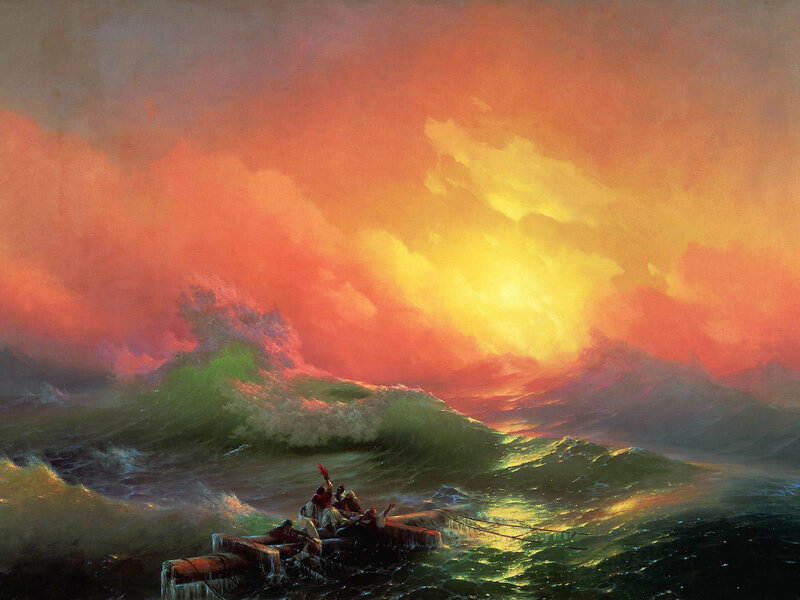 Shipwreck at sunset