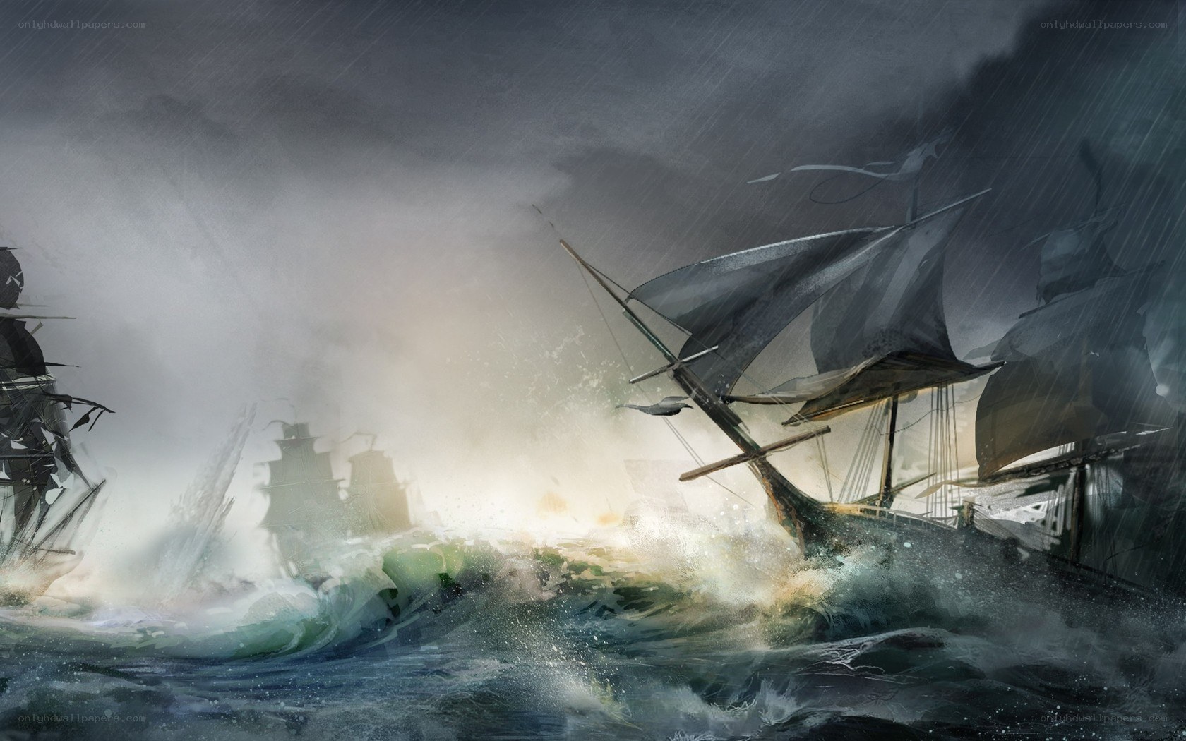 Shipwreck in a storm