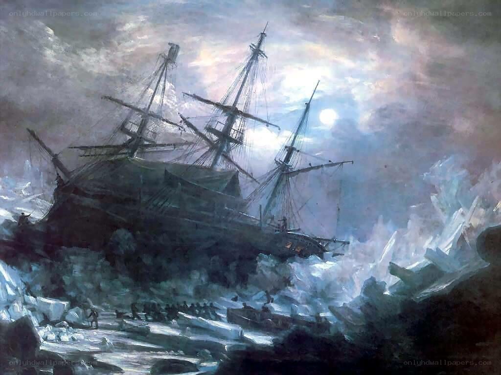 Shipwreck in Arctic ice