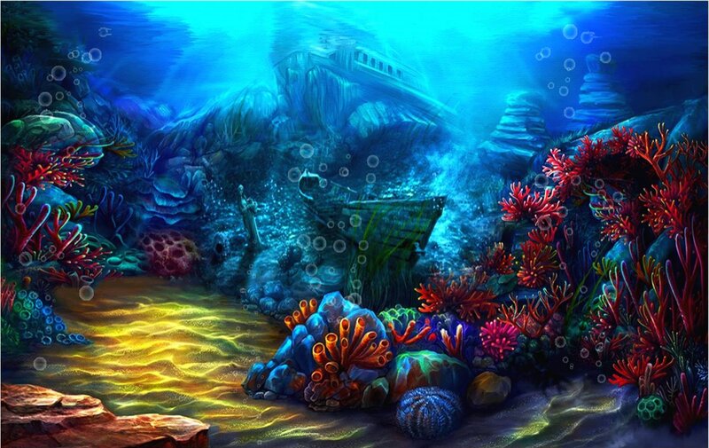 Shipwreck in Coral Reef — Blue, Serene