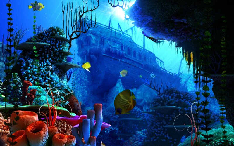 Shipwreck in Coral Reef — Blue