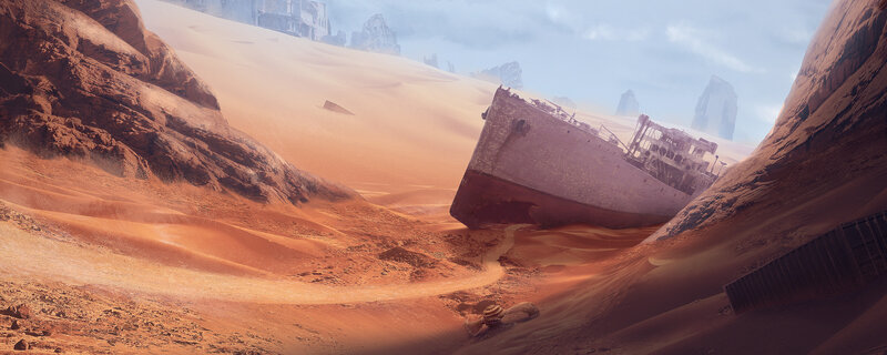 Shipwreck in Desert — Orange, Desolate