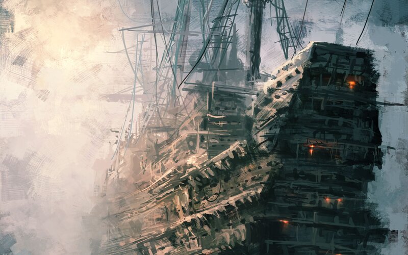 Shipwreck in Fog — Gray