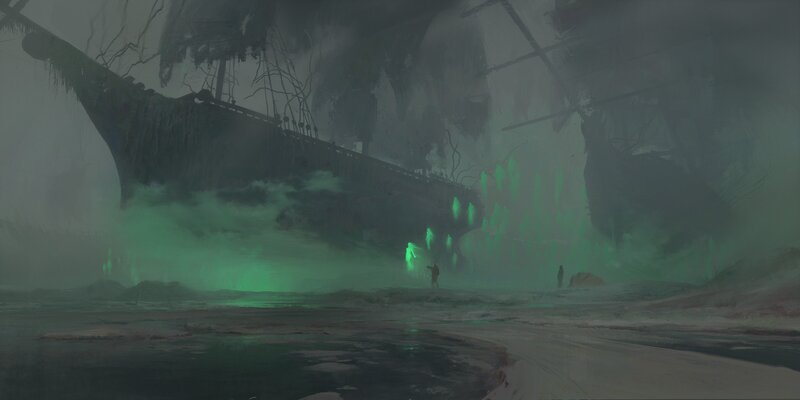 Shipwreck in Fog — Green