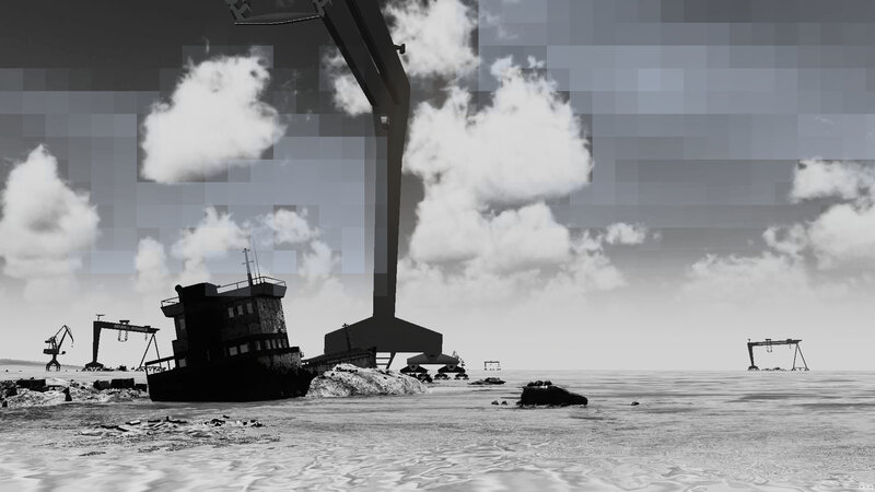 Shipwreck in Harbor — Black