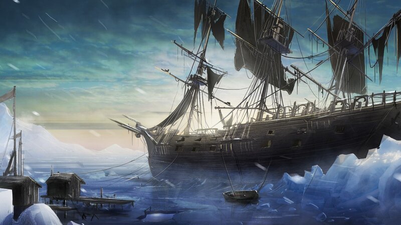 Shipwreck in Ice — Blue, Dramatic, Winter, Digital Art