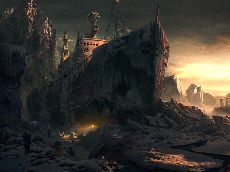 Shipwreck in Ice — Gray, Dramatic