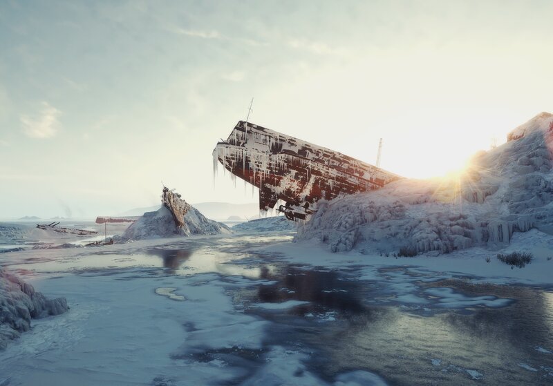 Shipwreck in Ice — White, Desolate