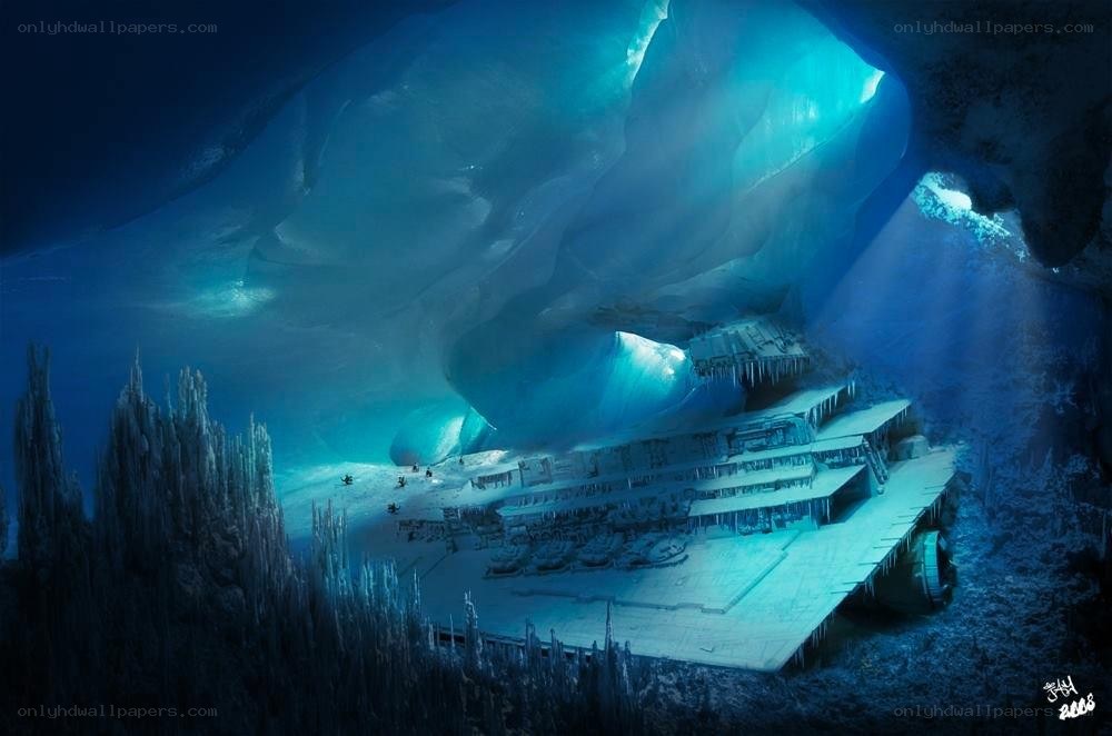 shipwreck in icy cave