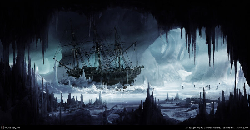 shipwreck in icy cave