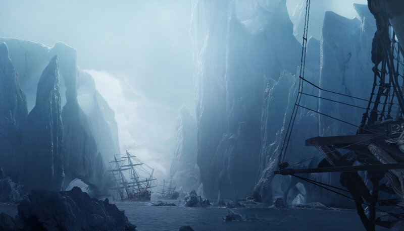 shipwreck in icy fjord