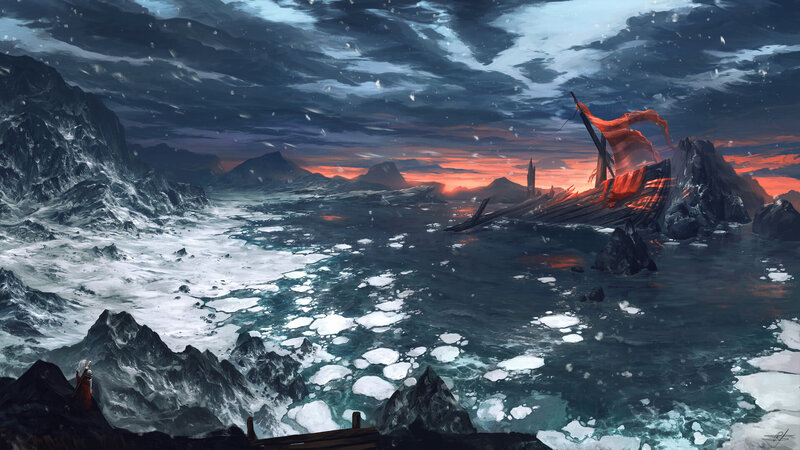 Shipwreck in Icy Sea
