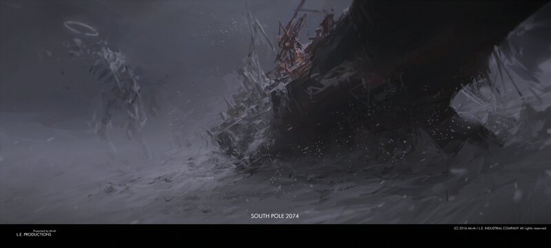 Shipwreck in Icy Water — Gray, Dramatic