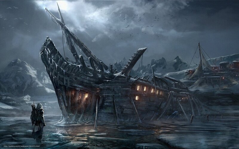 Shipwreck in Icy Water — Gray