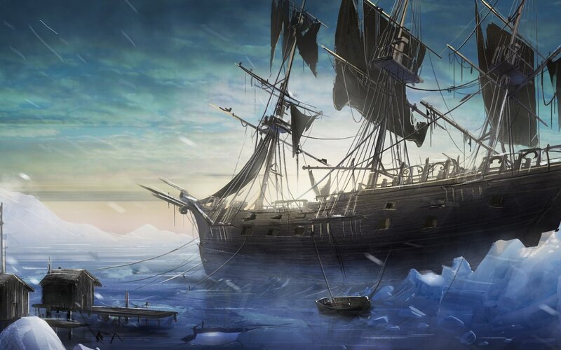 Shipwreck in Icy Waters — Blue