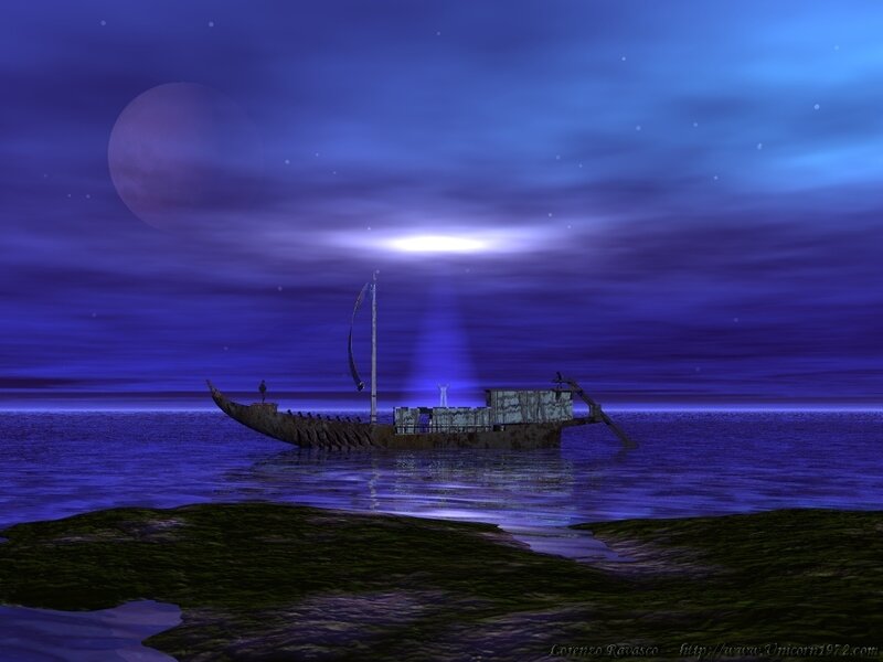 Shipwreck in Ocean — Blue