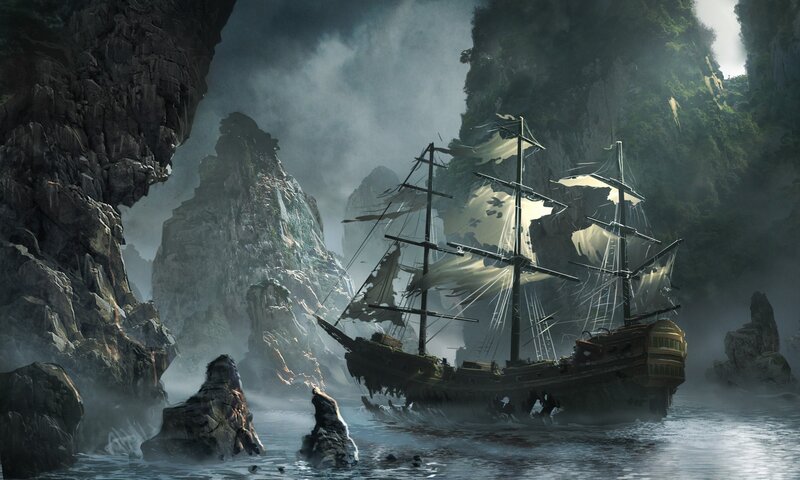 Shipwreck in Rocky Bay — Gray