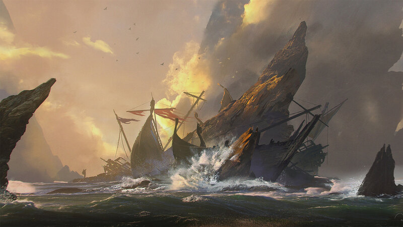 Shipwreck in Storm — Brown