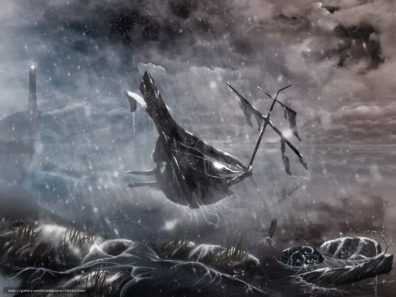 Shipwreck in Storm — Gray, Dramatic