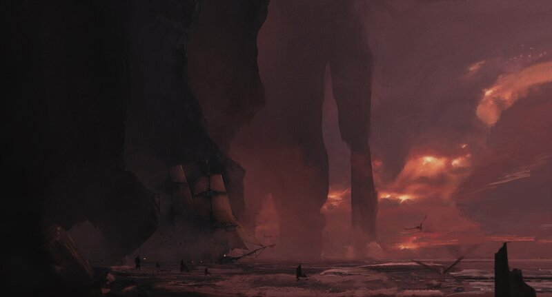 Shipwreck in Storm — Red