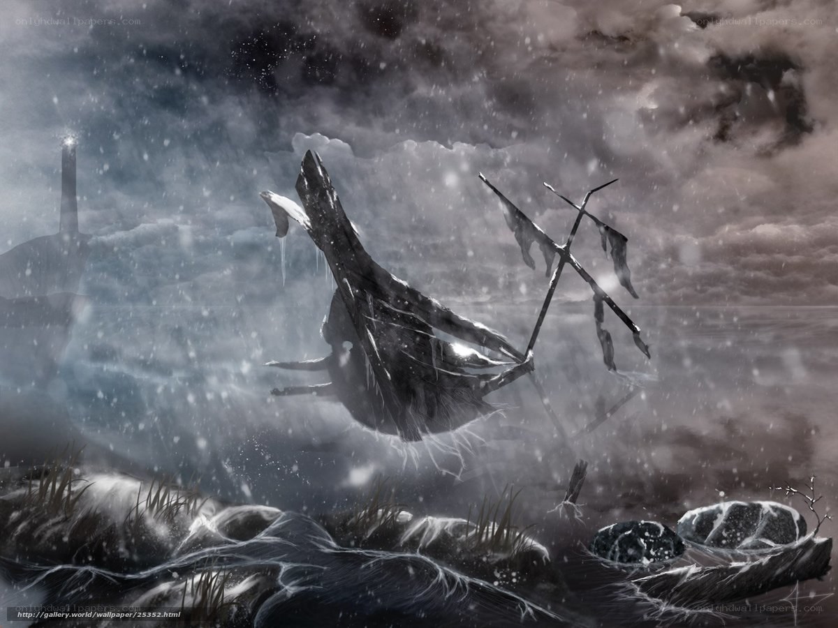shipwreck in stormy sea
